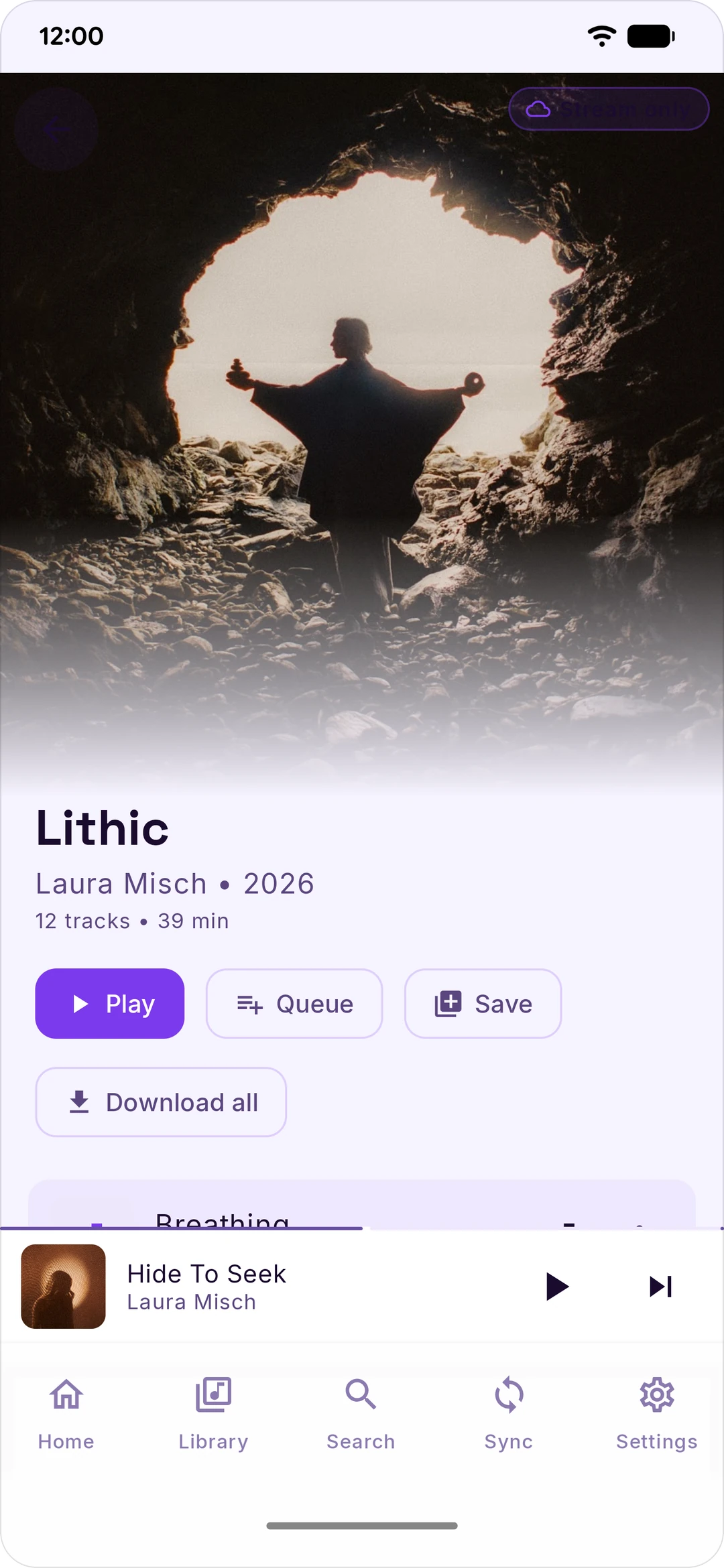 An album page (light theme)