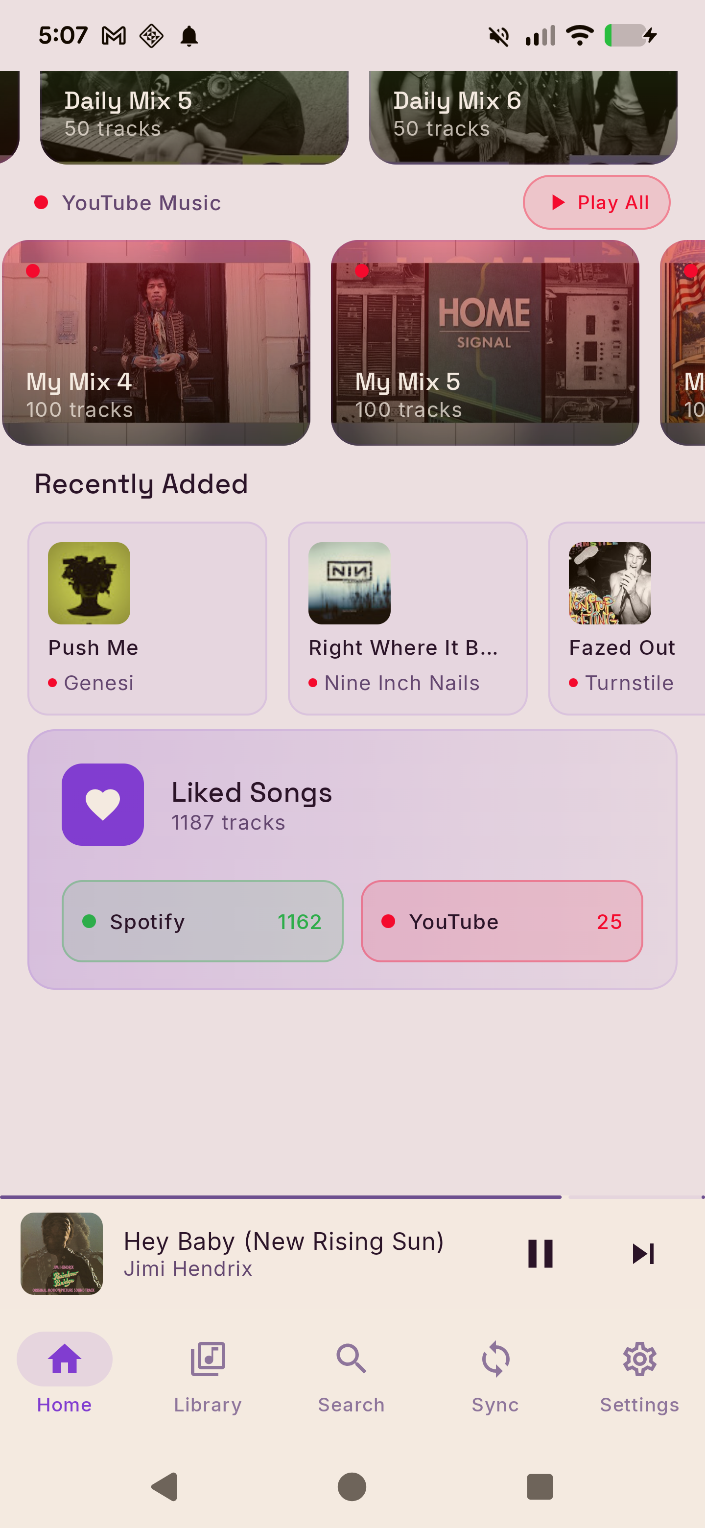 Liked songs with source chips