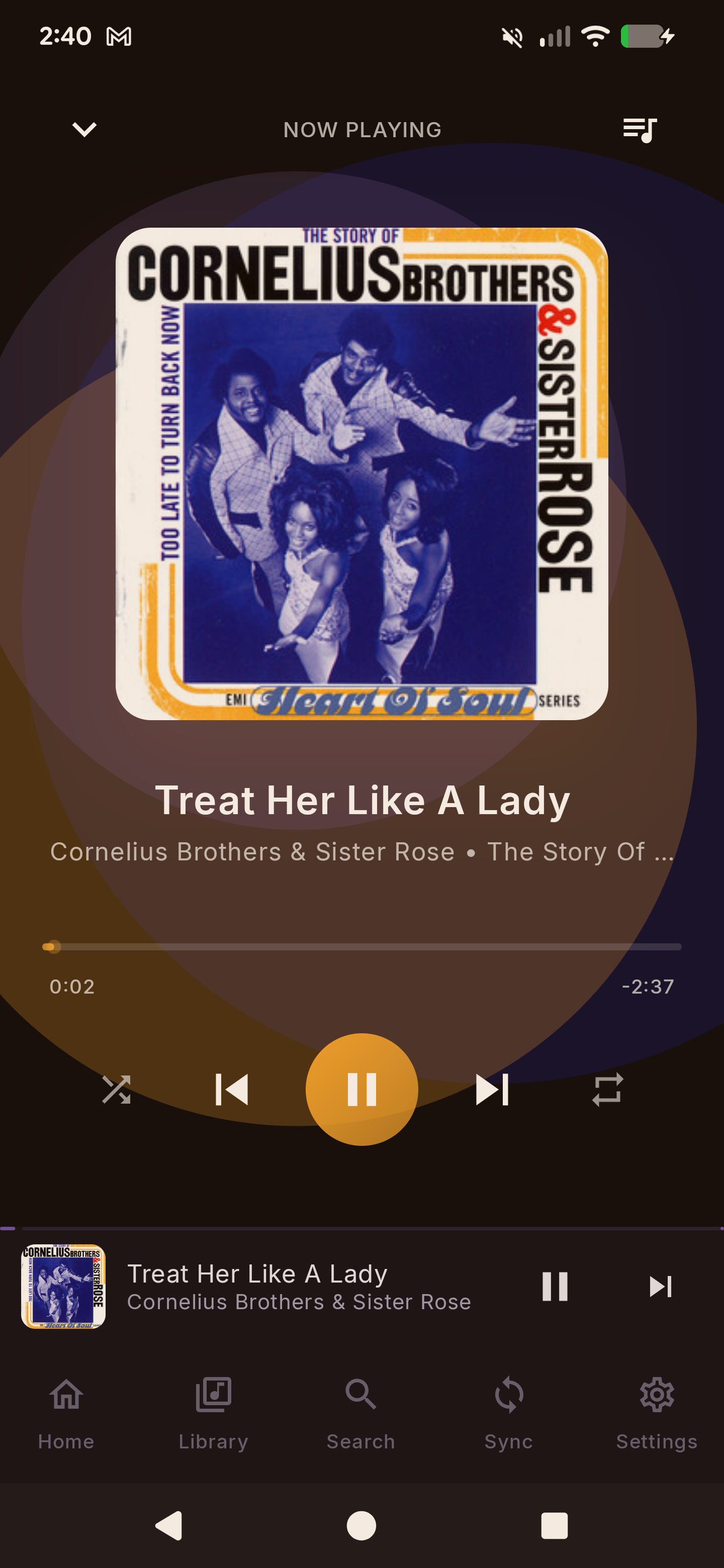 Now playing screen