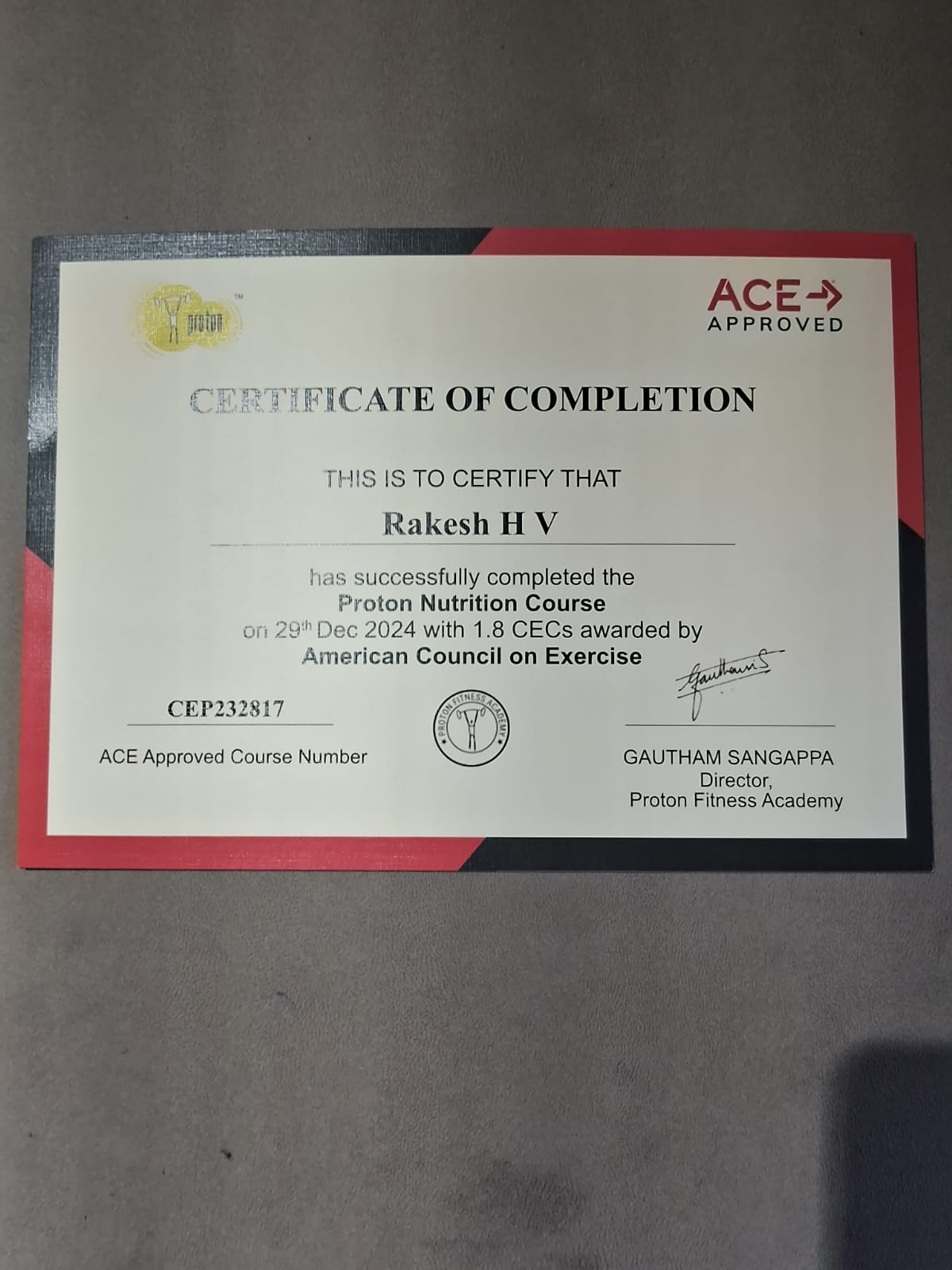Certified Nutrition Coach certificate