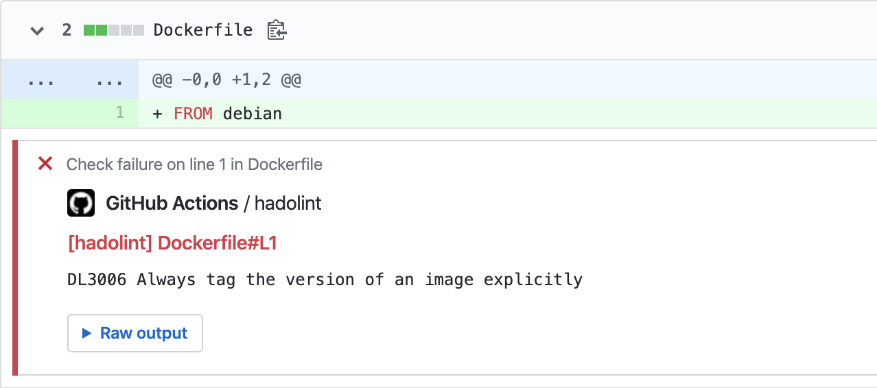 Example comment made by the action, with github-pr-check