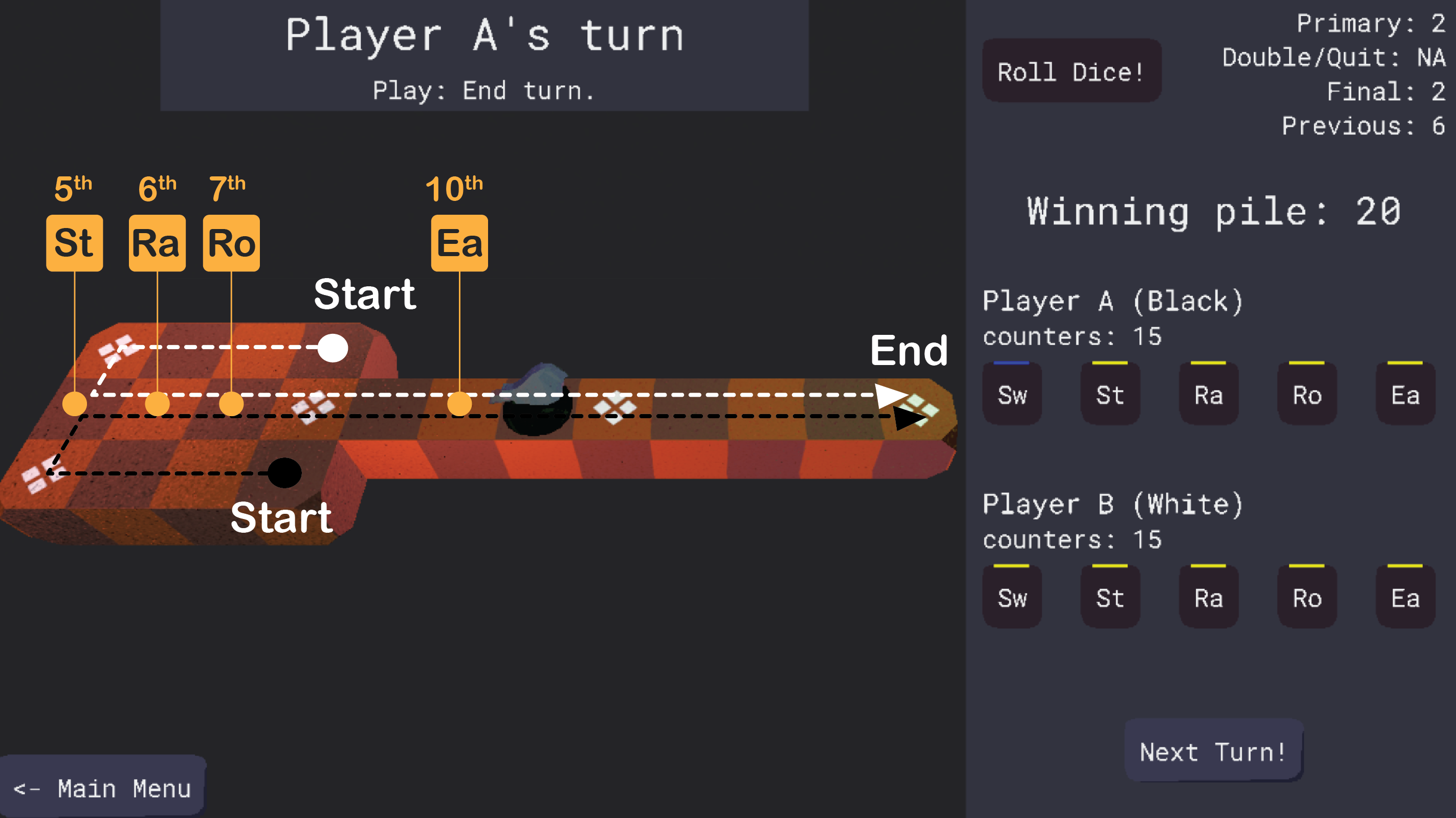 A picture of the game labeled with the game's route and game piece launch locations. Picture of the game labeled with the game's route and game piece launch locations.