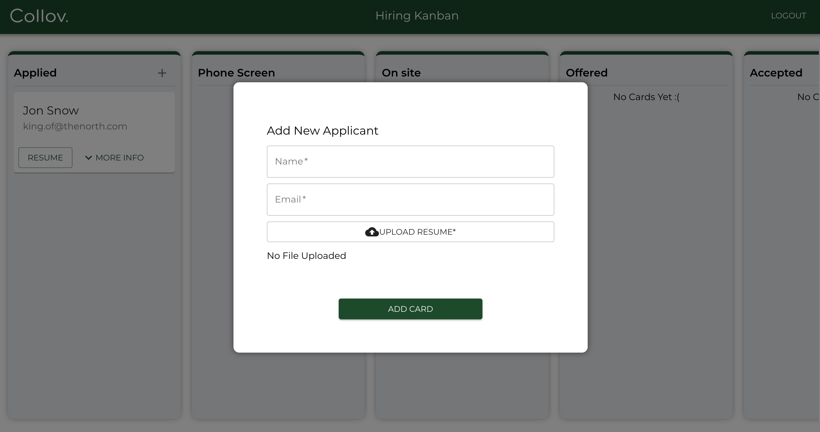 applicant signup