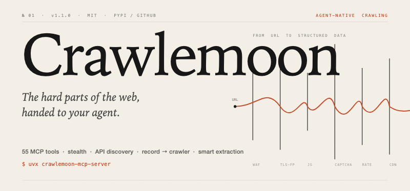 Crawlemoon MCP Server — free, AI-native web crawling for the agent era