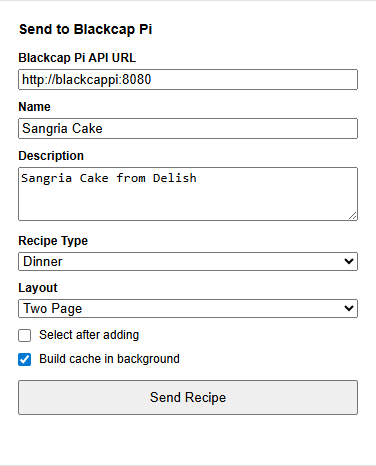 Chrome Extension recipe capture