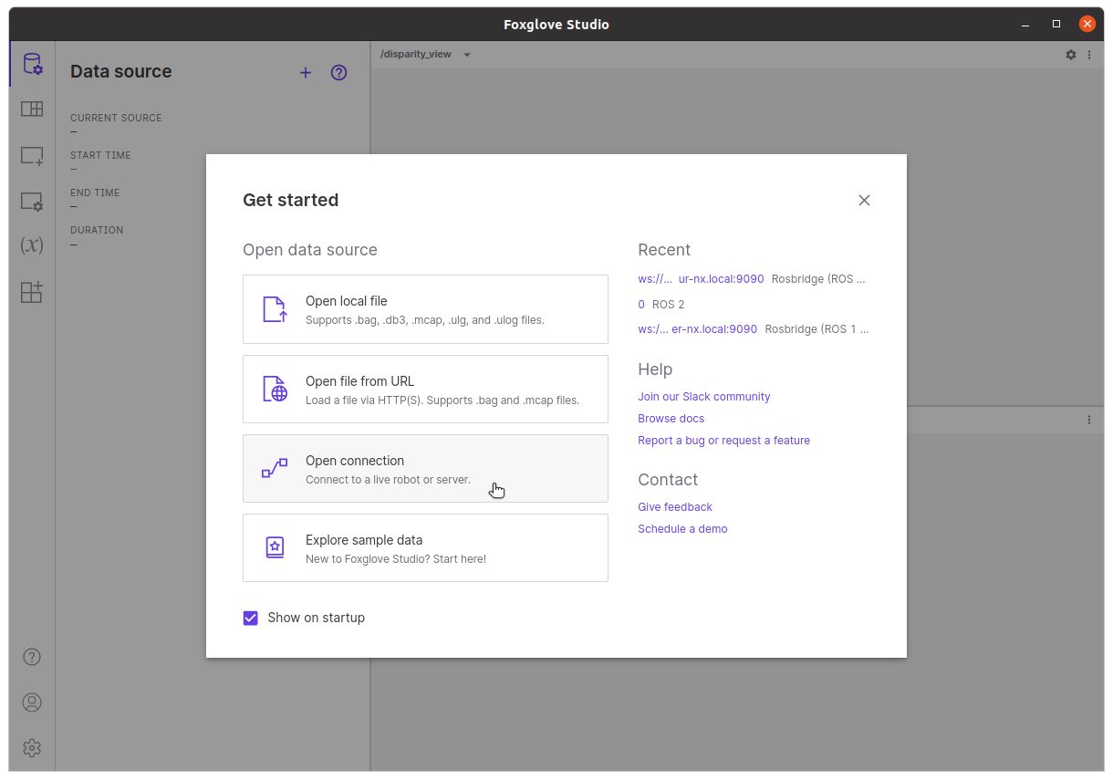 Foxglove setup connection