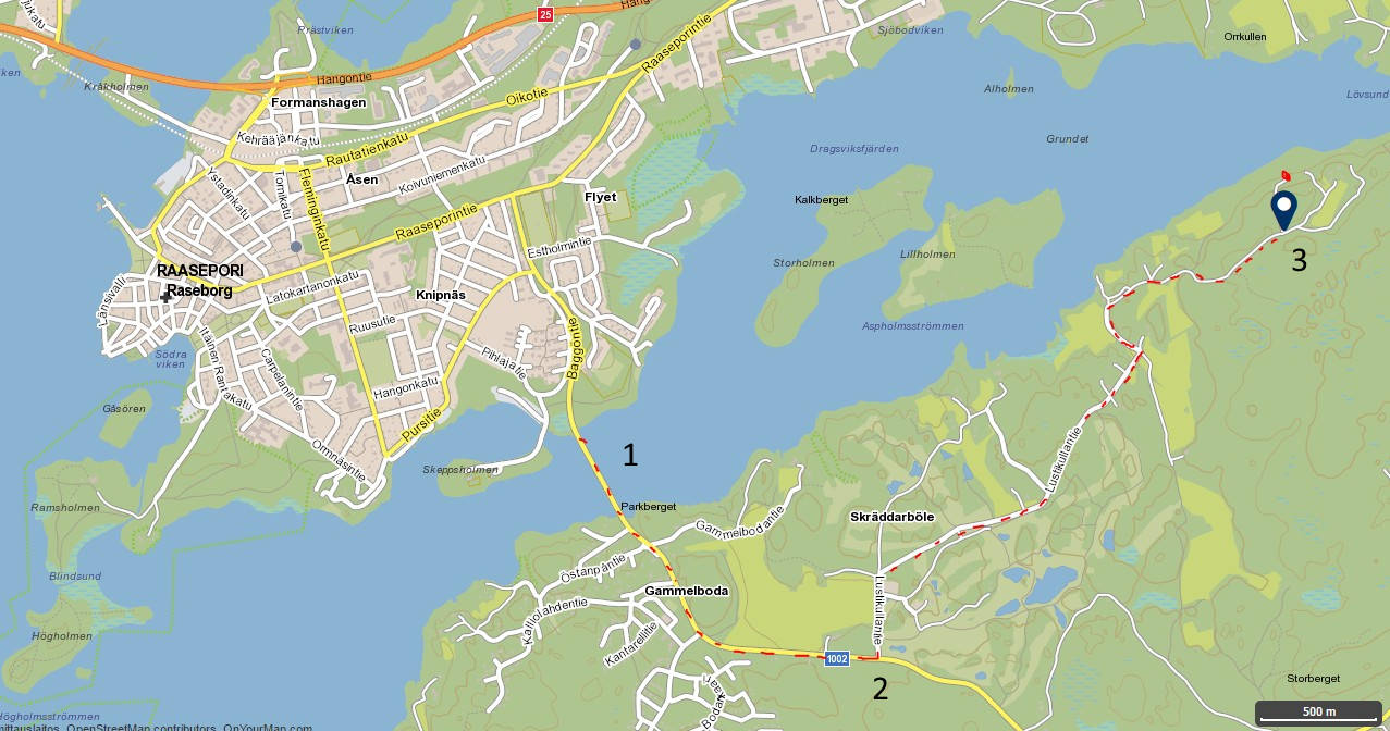 Tammisaari arrival map