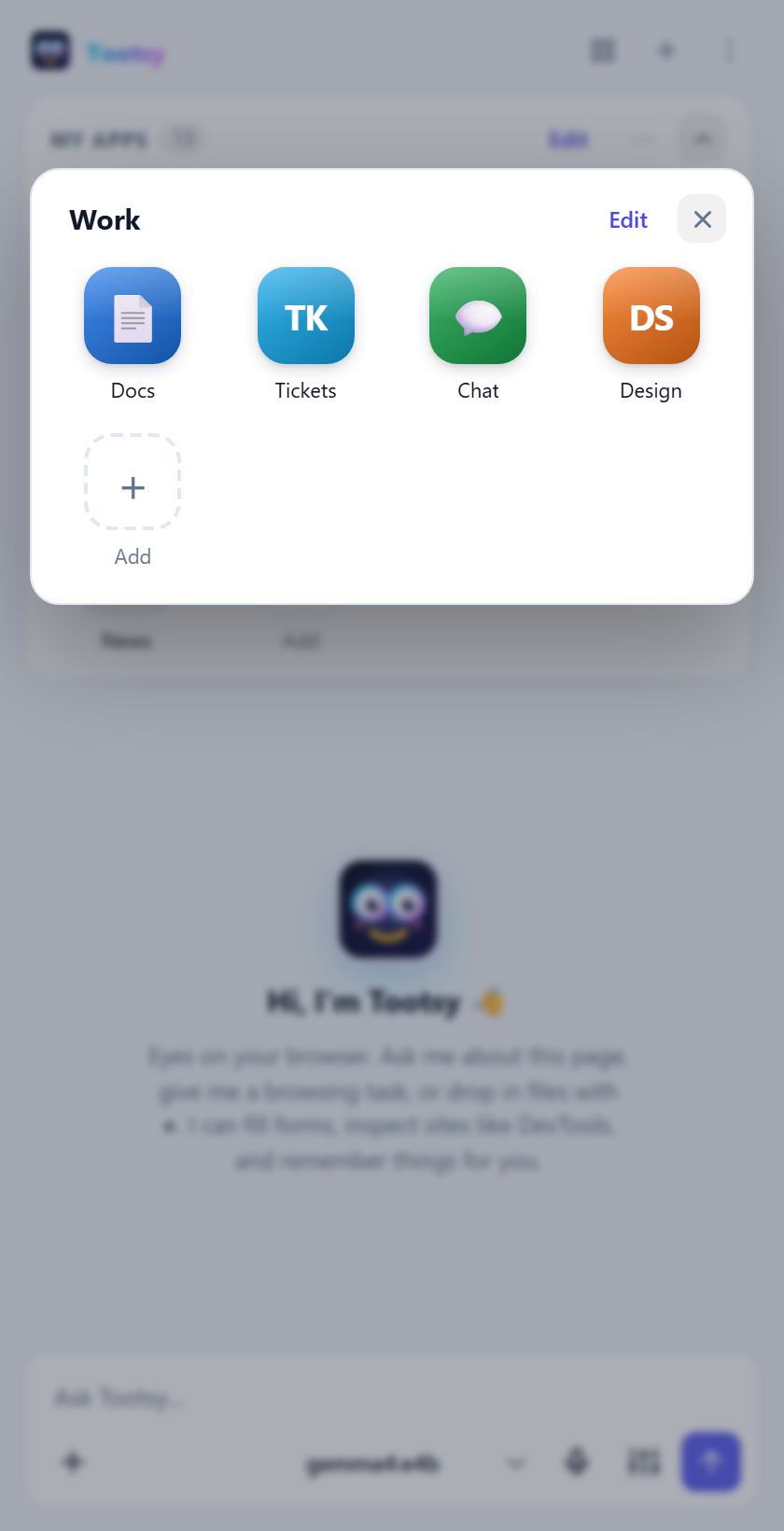 An open folder inside My apps