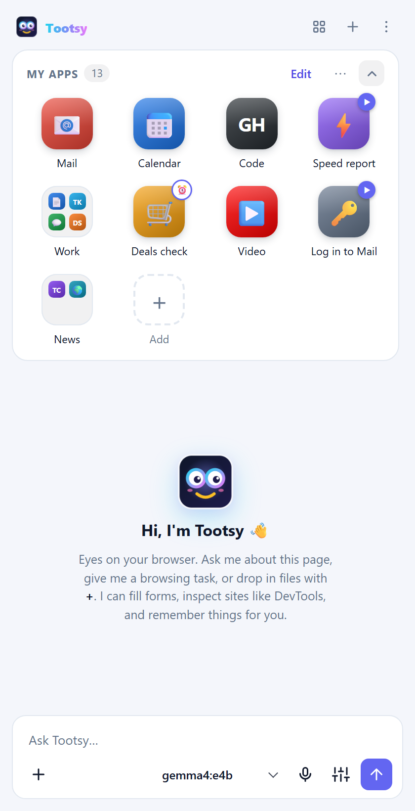 My apps with site tiles, prompt tiles and folders