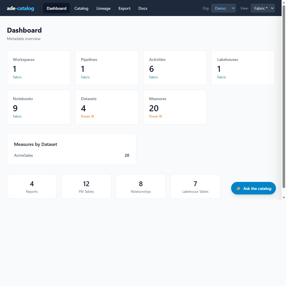 ADE Catalog walkthrough