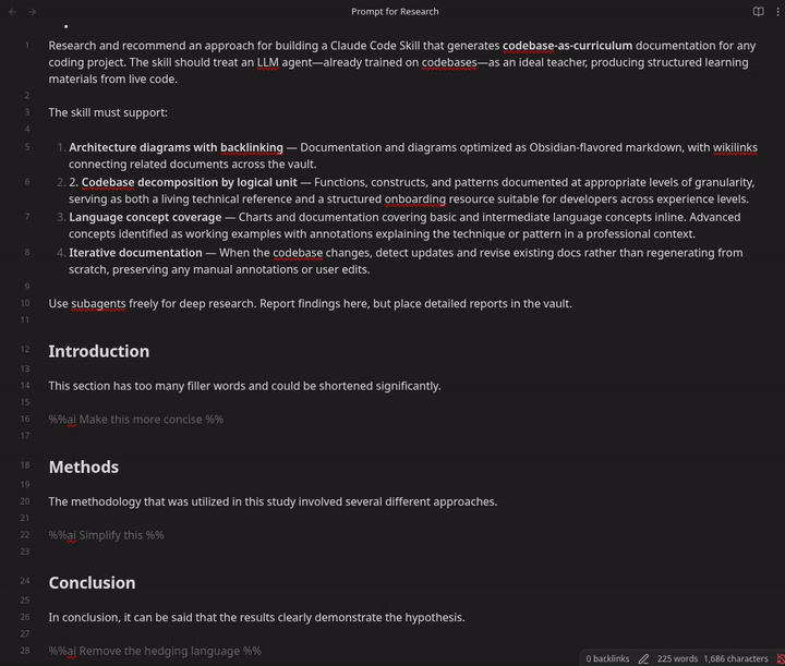 Demo: processing all %%ai markers in a document