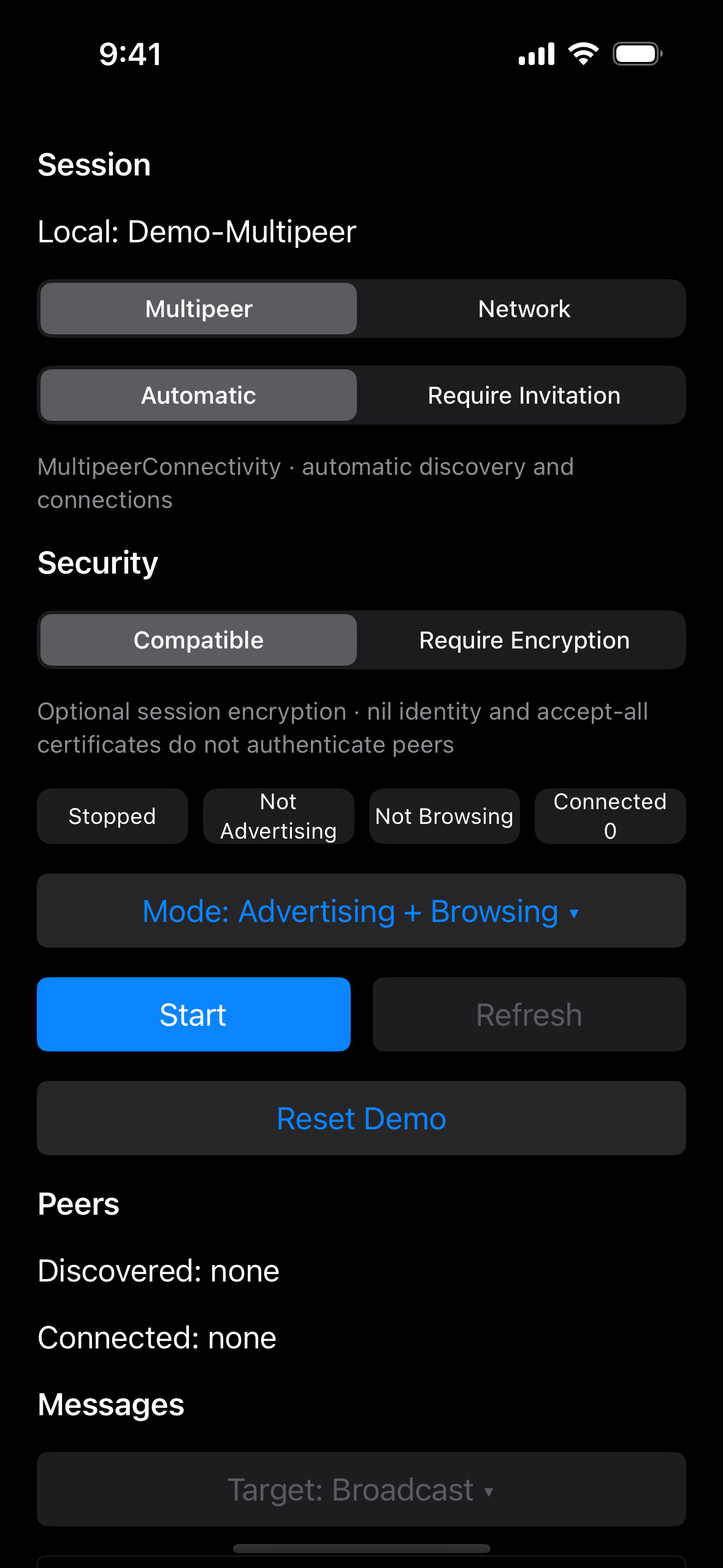 Multipeer security controls