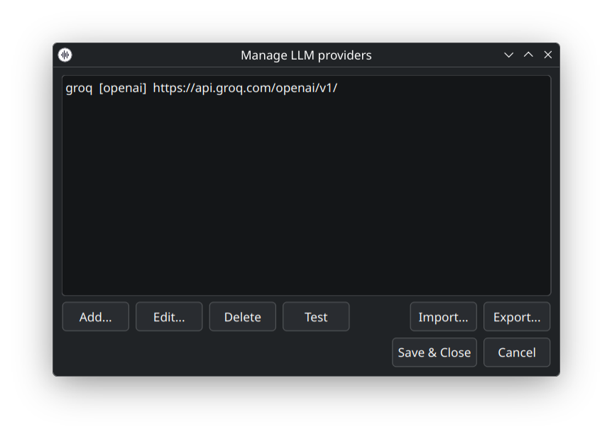 Dialog Manage providers