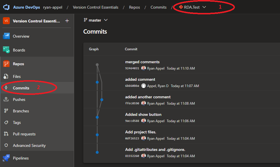 Commit History Link - DevOps