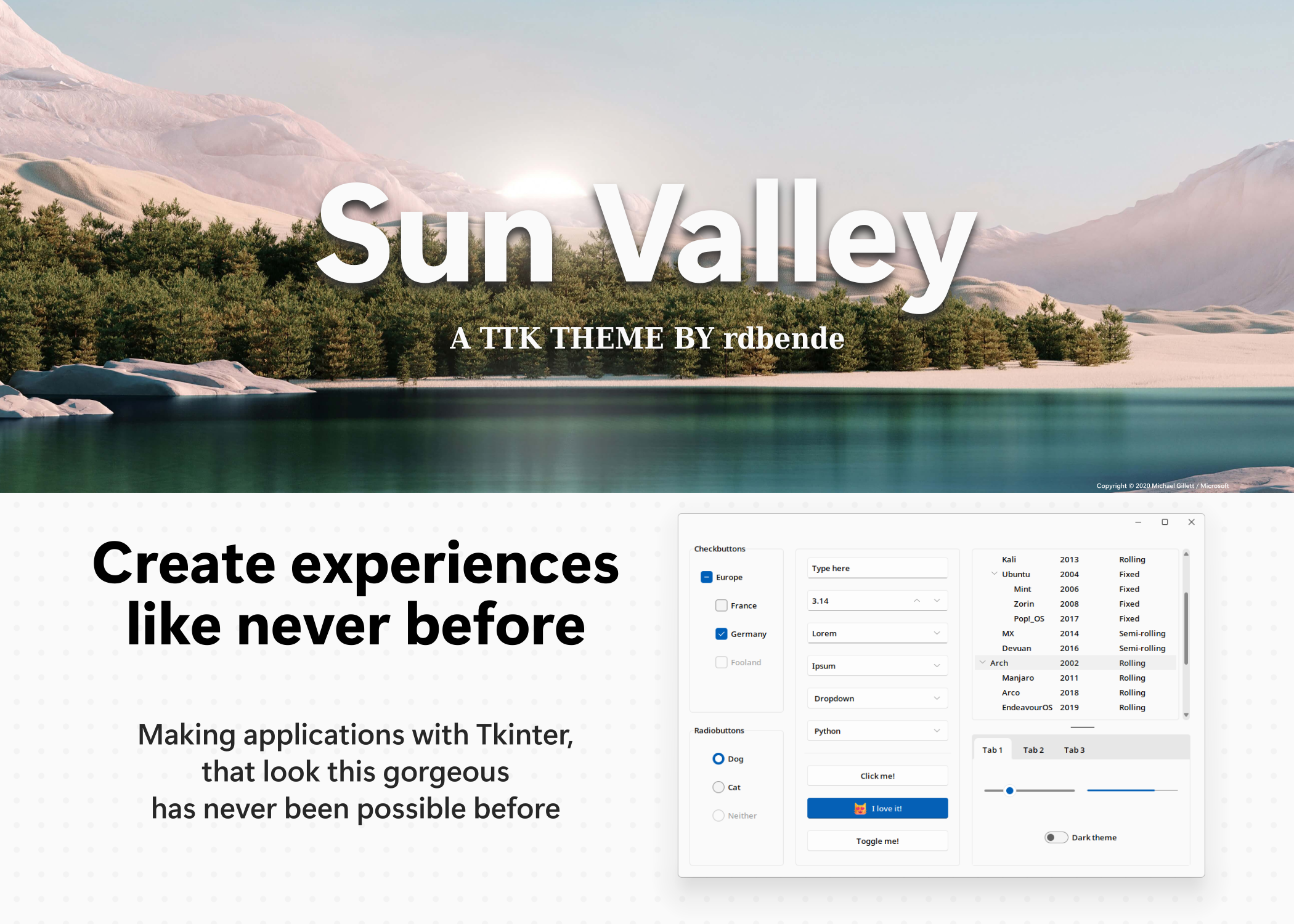 Sun Valley Ttk Theme Open Source Agenda