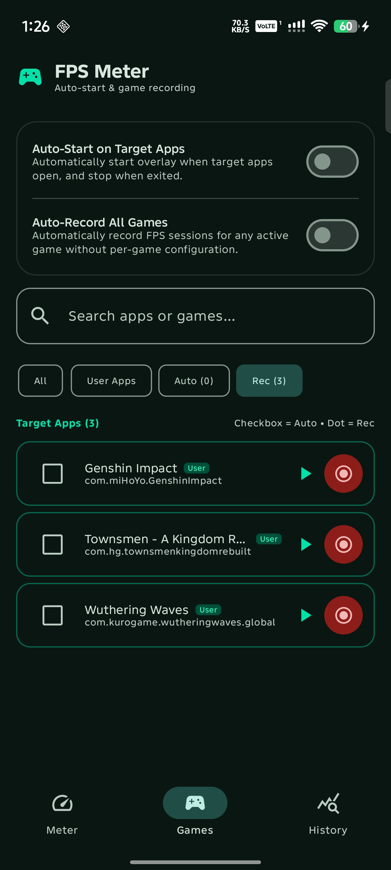 Games & Auto-Recording