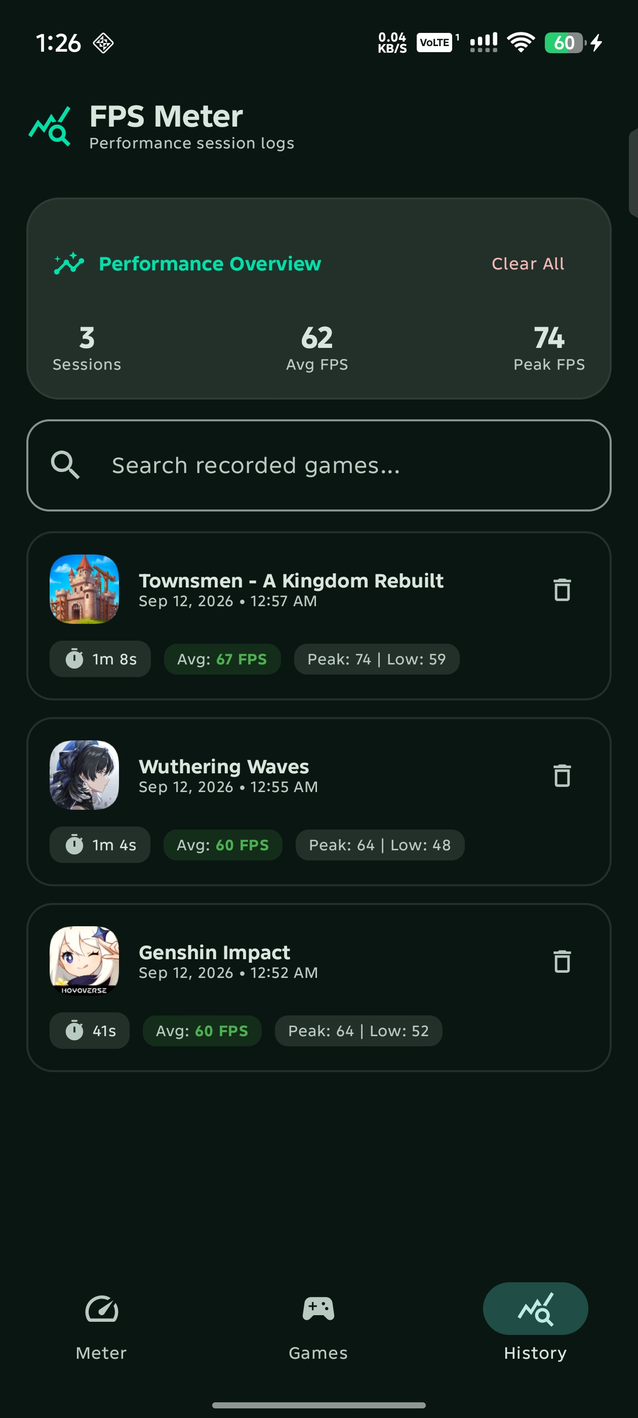 Performance History Logs