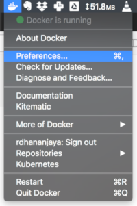 docker menu to get docker preferences