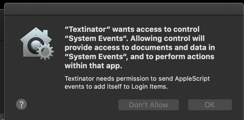 System Events permission