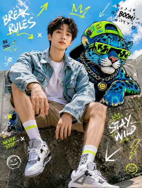 Urban Wild Fusion – Streetwear Editorial with Neon Panther
