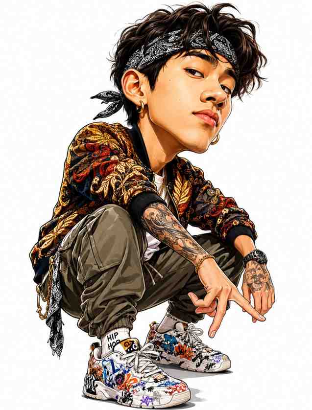 Street King Vibes – Hip-Hop Dancer Caricature Illustration