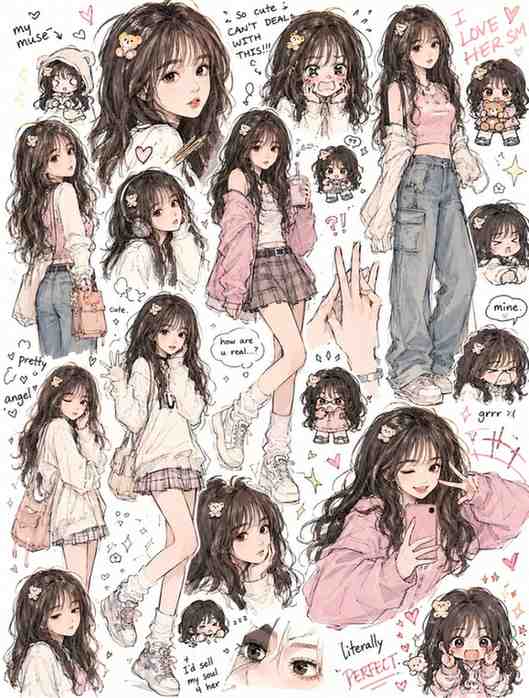 Aesthetic Anime Character Doodle Page