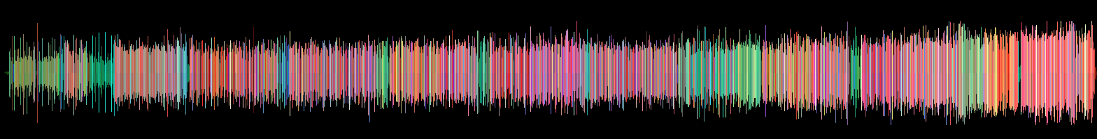 A full-track waveform rendered by render_big_waveform_png — per-column bass / mid / treble energy painted additively as red / green / blue.