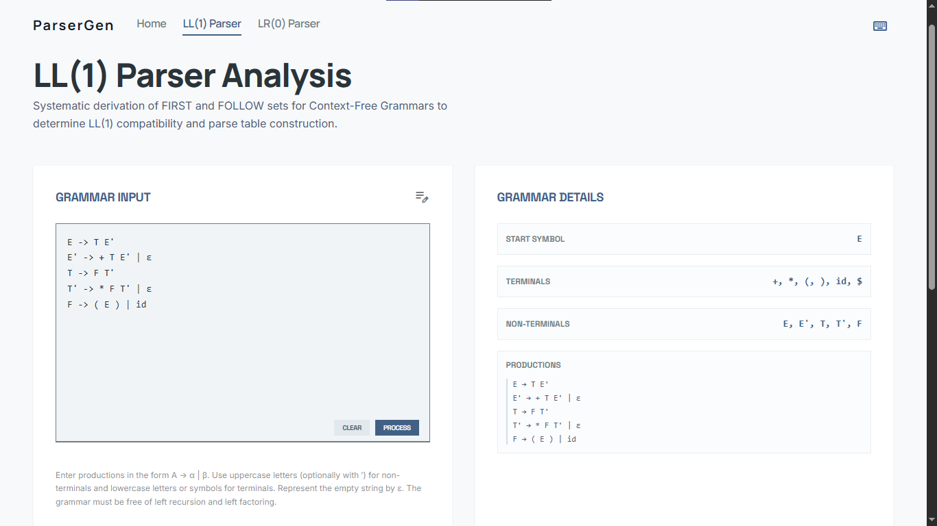 ParseGen Demo Screenshot