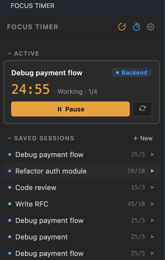 Active session running with countdown and pause control
