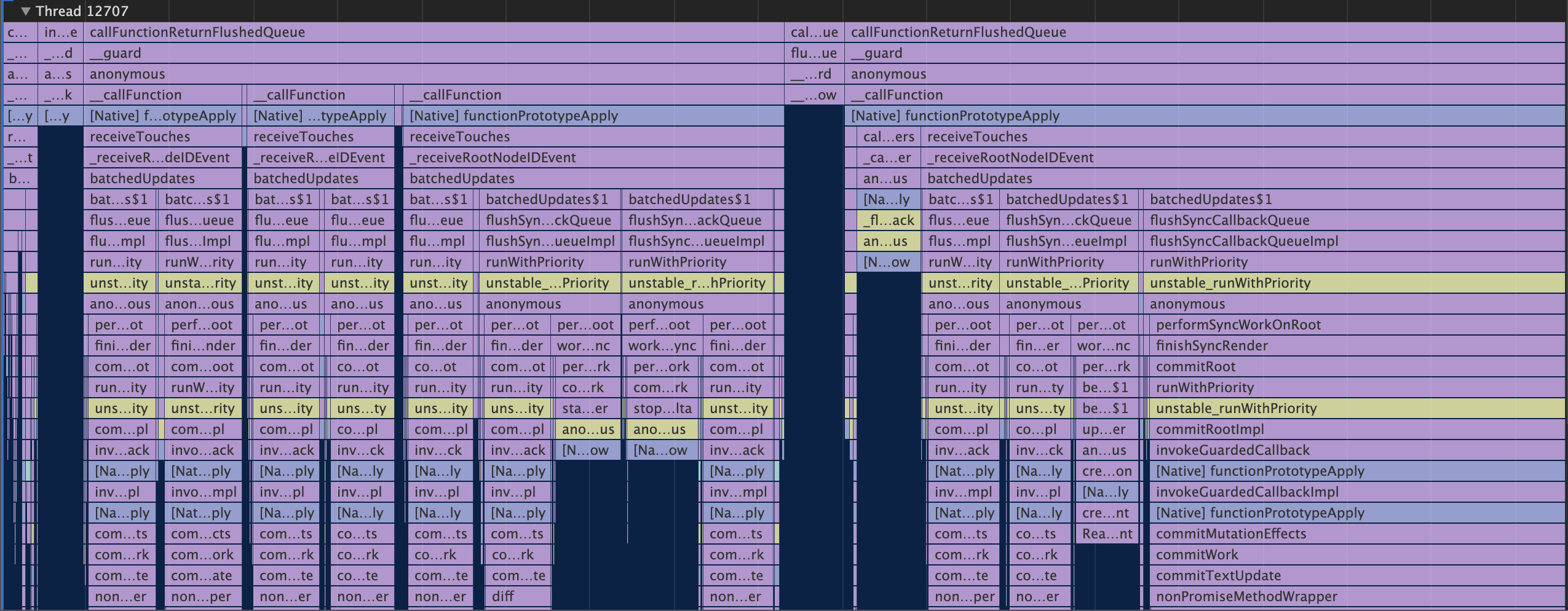 A sample trace from a React Native application