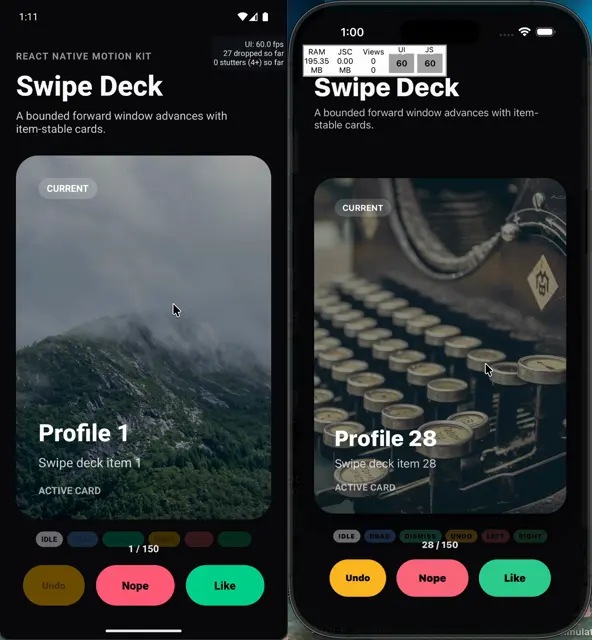 React Native Swipe Deck preview