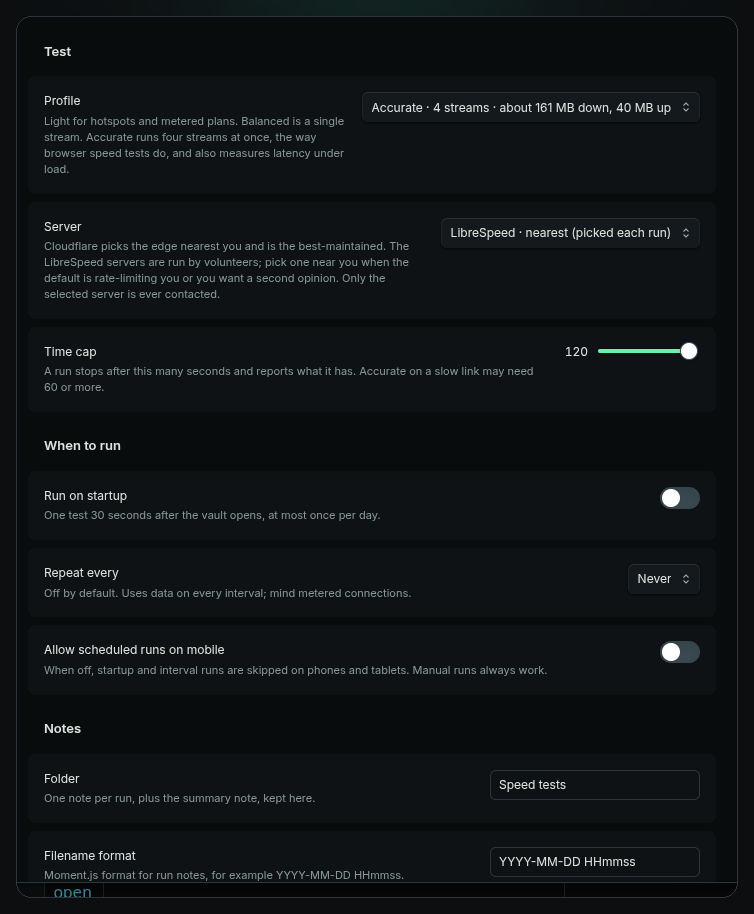Settings tab
