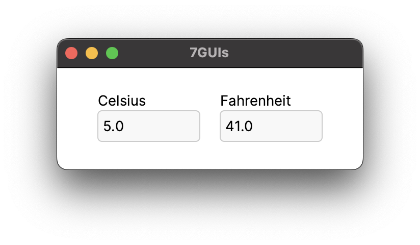 Screenshot of GUI 2: Temperature converter