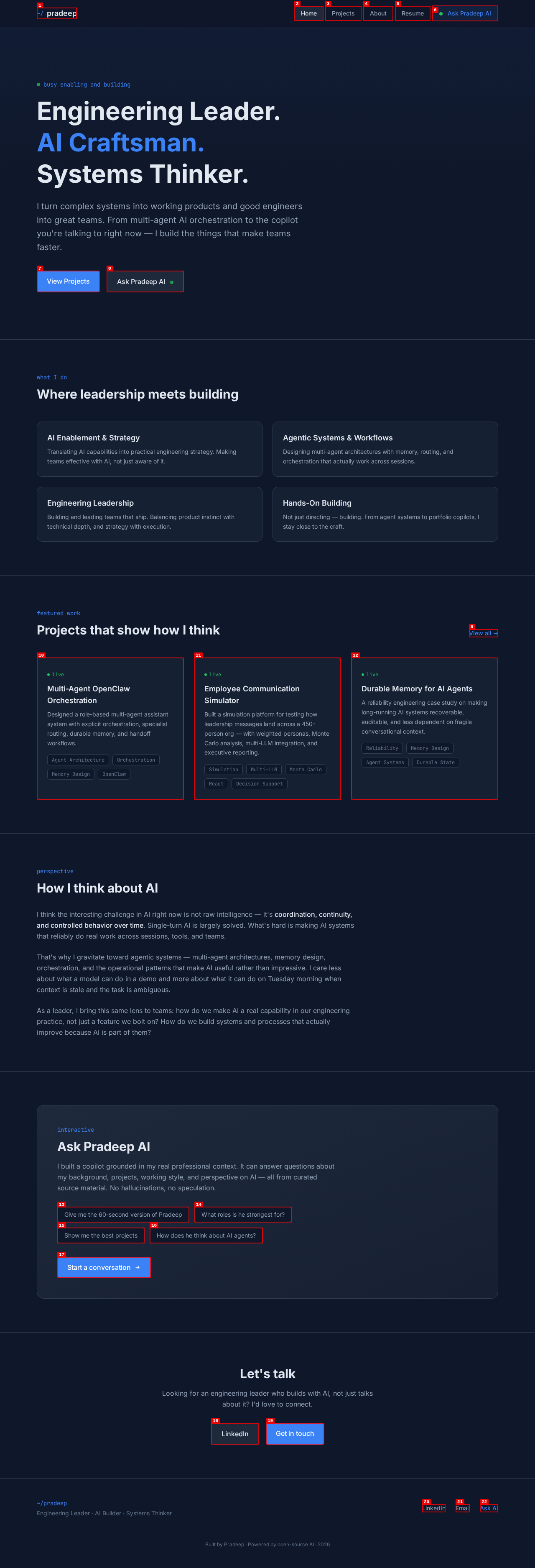 Desktop screenshot of realgradientdescent.tech homepage captured by the QA agent