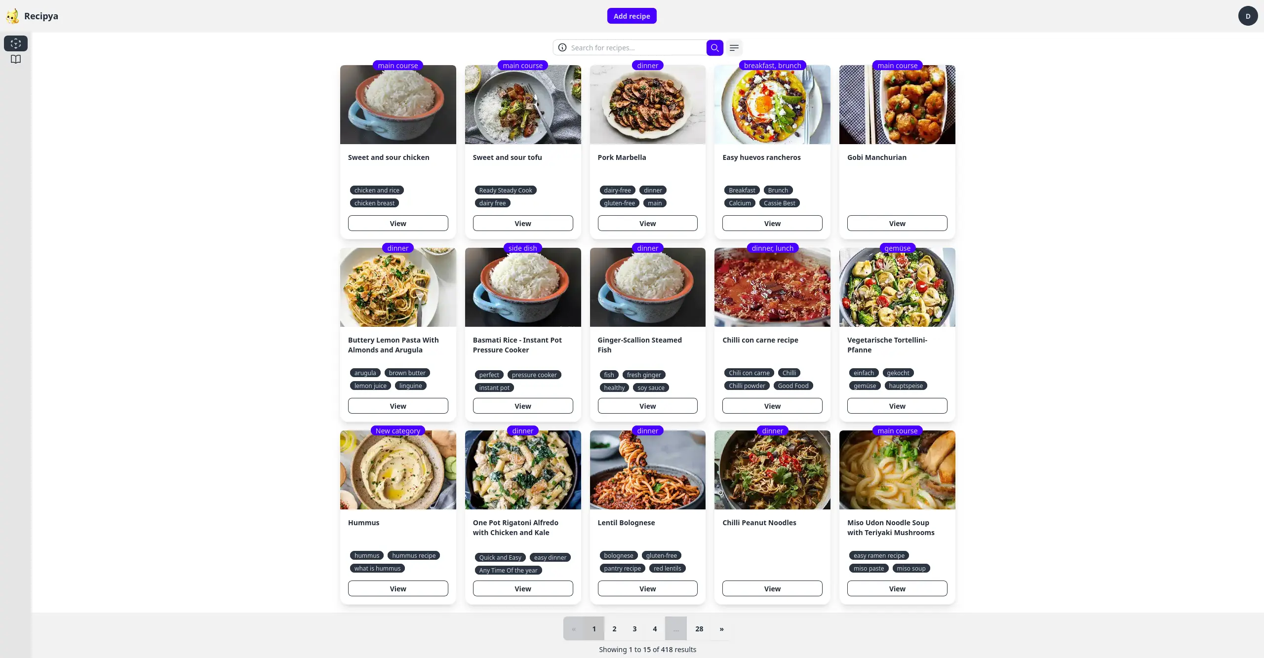 Recipe page screenshot