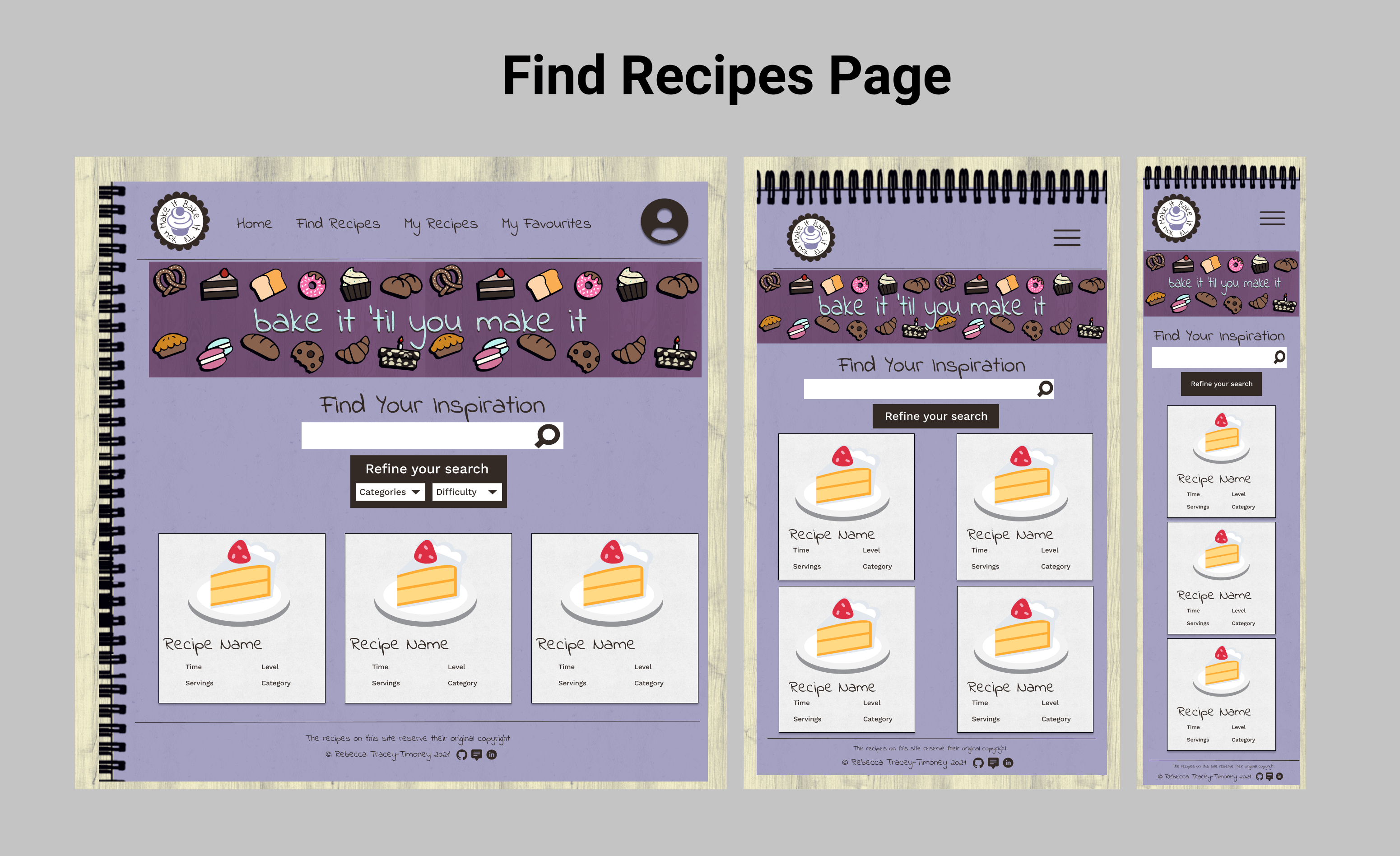 Find Recipes Page Wireframe