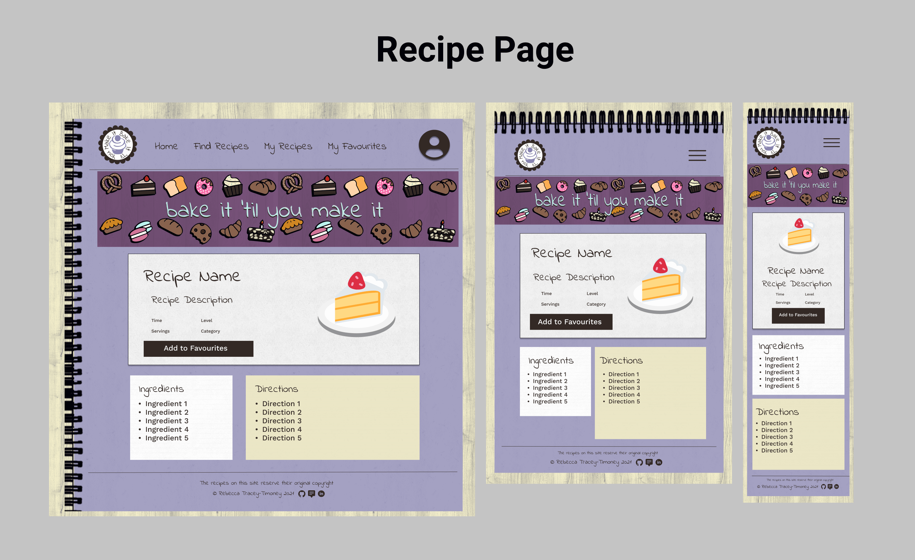 Recipe Page Wireframe