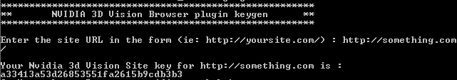 NVidia 3D Vision Browser plugin Keygen screenshot