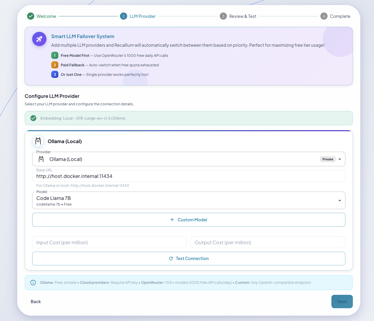 Select from 5 LLM providers
