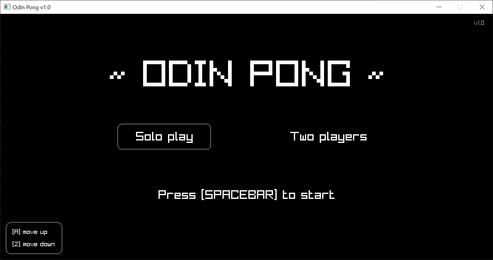 Oding Pong title screenshot.