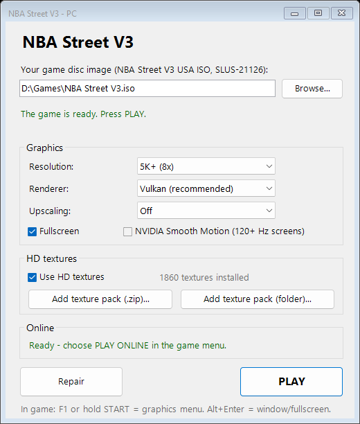 Launcher da edição Windows de NBA Street V3