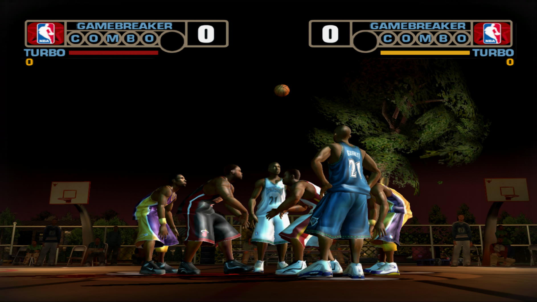 Jogadores de NBA Street V3 antes do início de partida