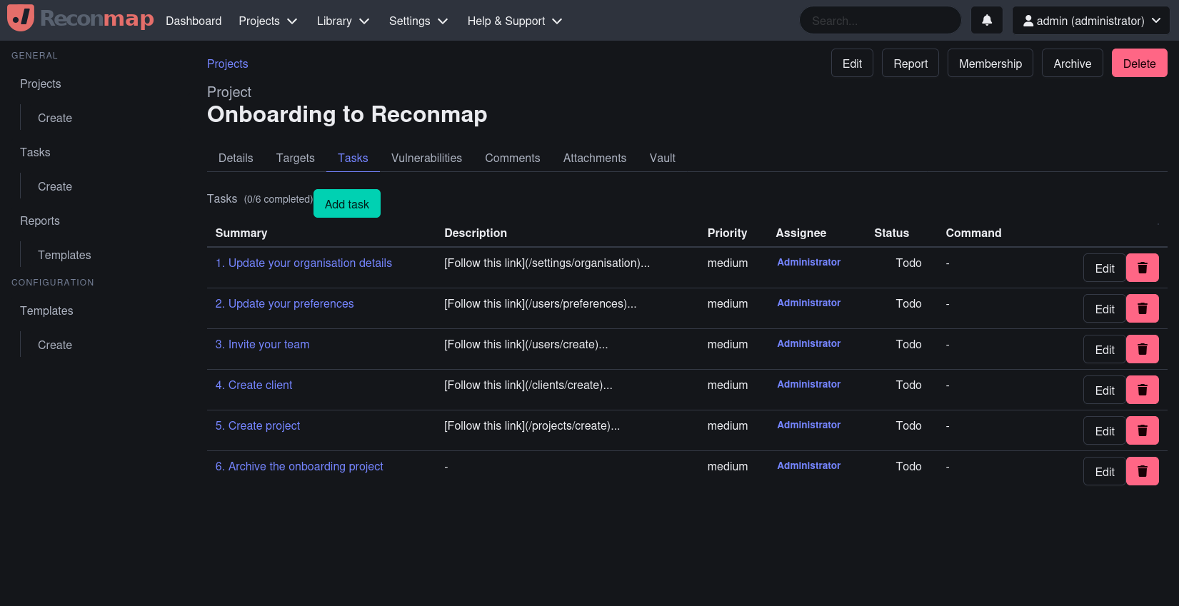 Reconmap's screenshot