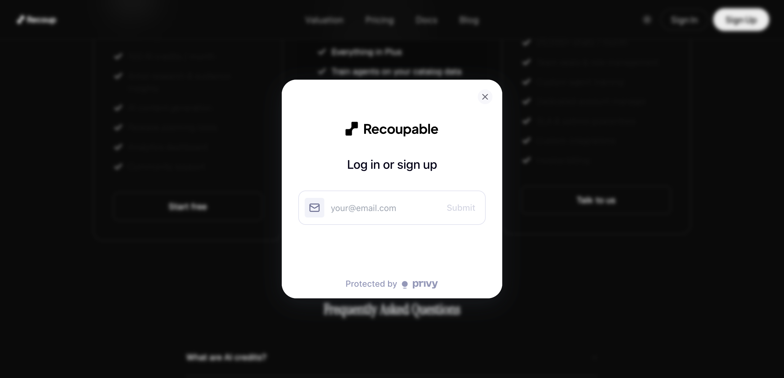 Privy modal on marketing pricing page