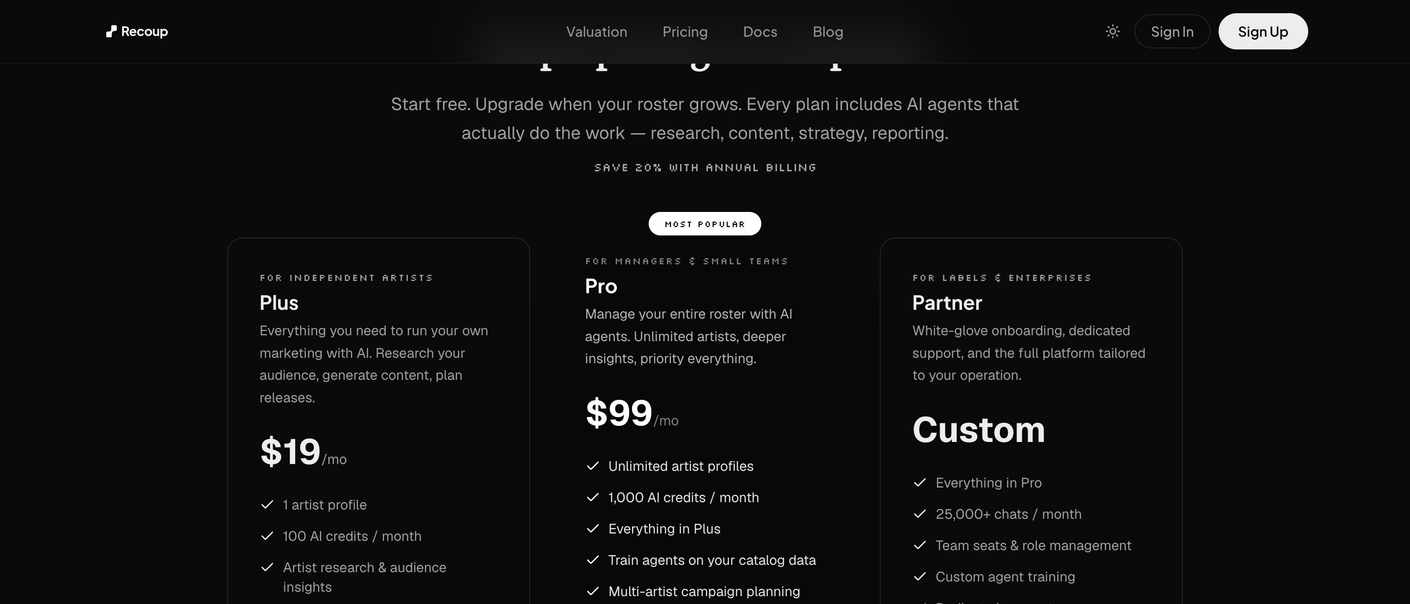 Pricing dark theme after the fix