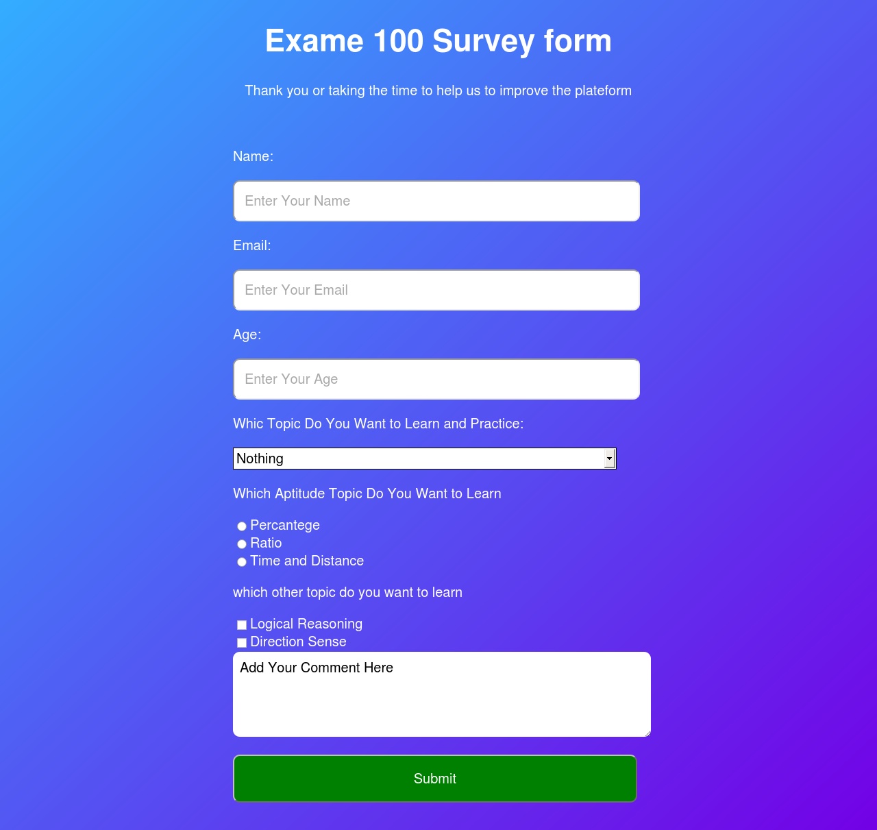 survey form