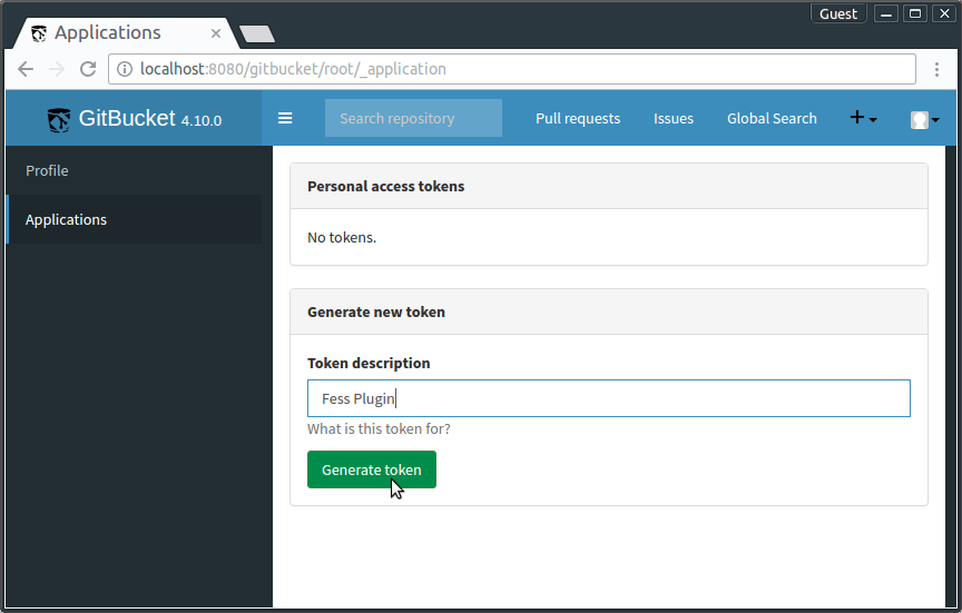 Generate GitBucket's token