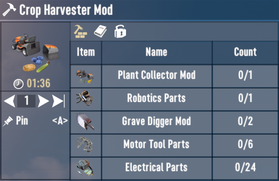 Crop Harvester Recipe