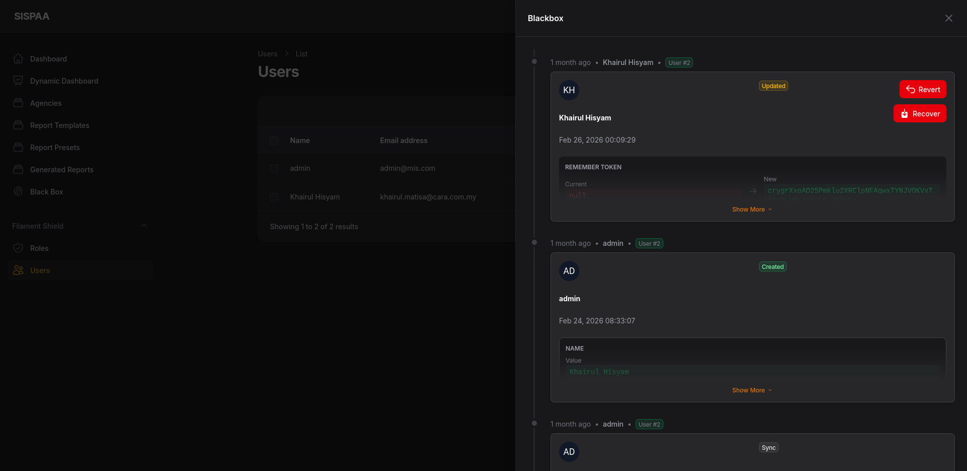 User Audit Detail