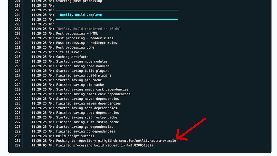 Deploy to Netlify, logs showing build finishing